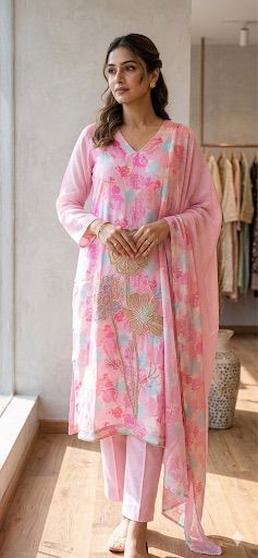 PINK GEORGETTE KURTA SET